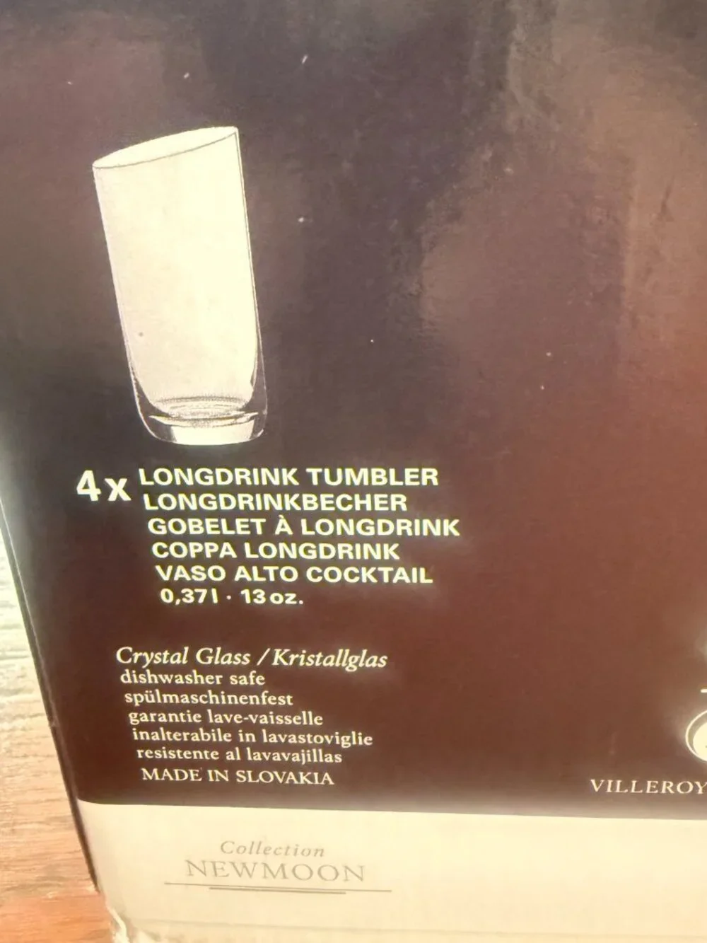 NEW VILLEROY & BOCH NEWMOON CRYSTAL LONGDRINK TUMBLERS SET OF 4 HIGHBALL GLASSES